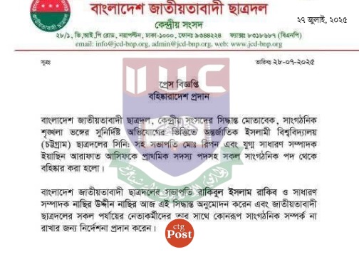 পদত্যাগের পর কেন্দ্রীয় র্নিদেশে বহিষ্কার আইআইইউসি ছাত্রদলের দুই নেতা