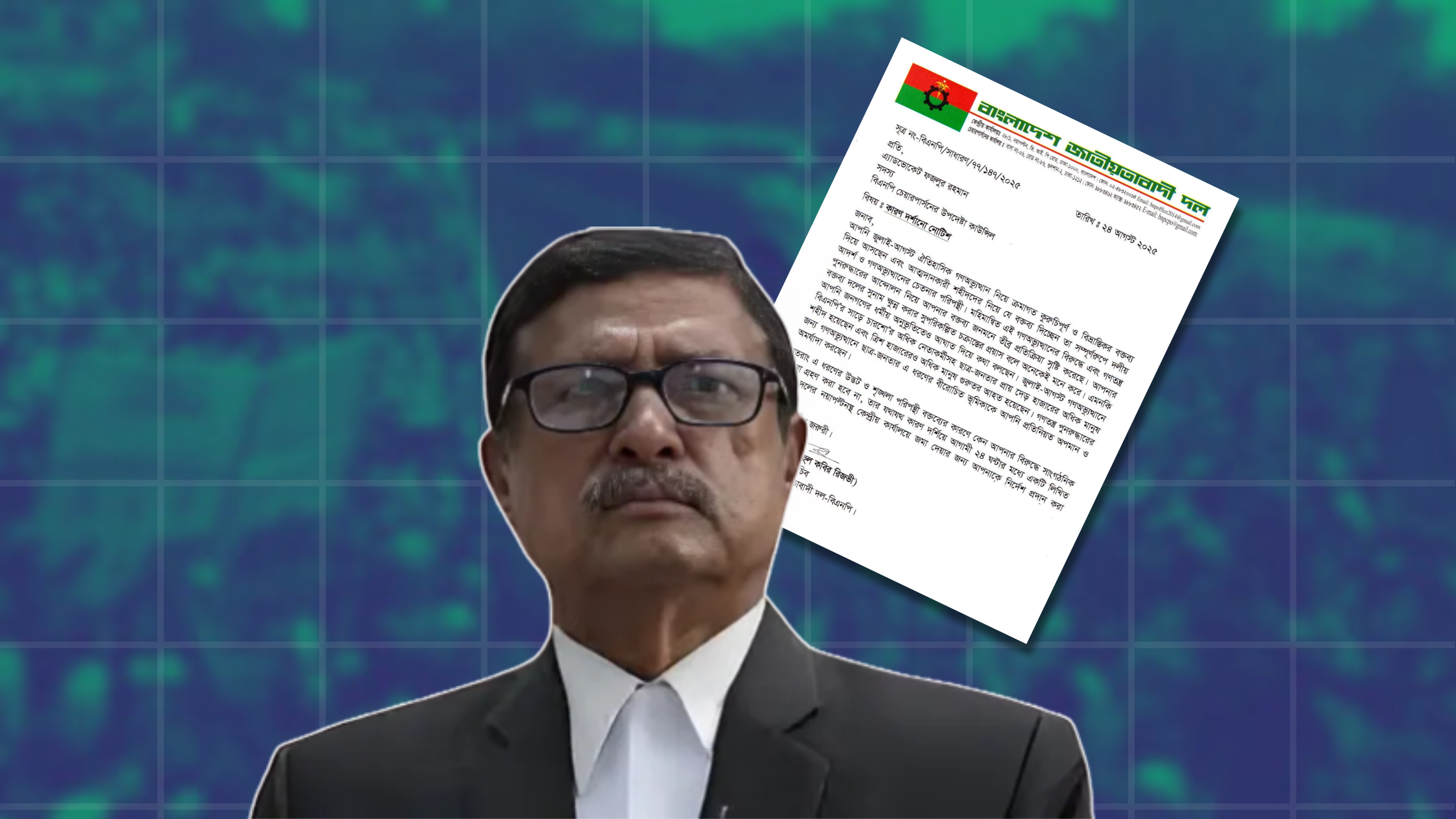 কুরুচিপূর্ণ মন্তব্যে বিএনপি নেতা ফজলুর রহমানকে কারণ দর্শানোর নোটিশ