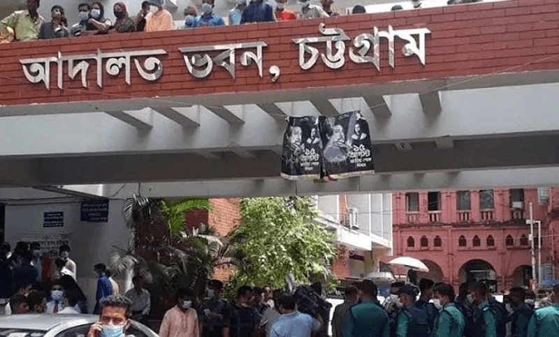 Shoes are not permitted inside Chittagong courts; a new safety program addresses shoe throwing